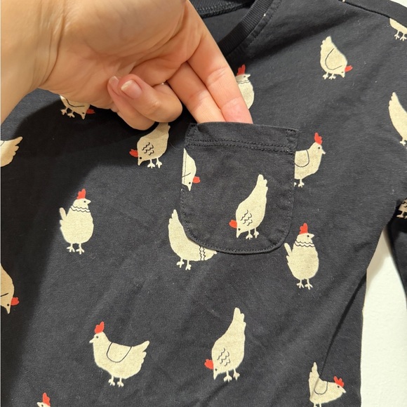 Tea Collection Play Dress Sz 5 Peruvian Chickens Print 100% Cotton Black Funky - Picture 4 of 10